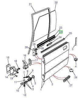 rail de maintien vitre porte avant - ALR8022 - Land Rover Discovery 1