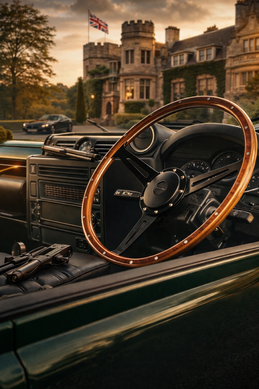 Volant Evander noir - 17"- 48 rainures - embout central noir Land Rover