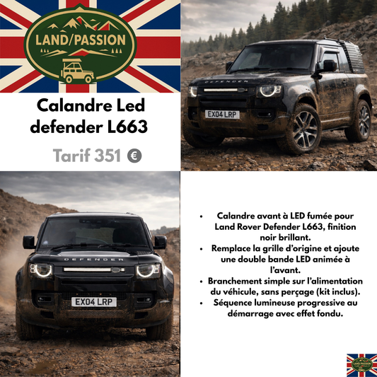 Calandre led land rover defender L663
