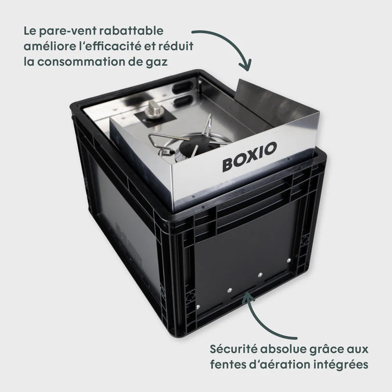 BOXIO COOK Le réchaud à gaz révolutionnaire au format compact.