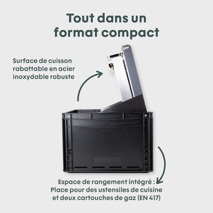 BOXIO COOK Le réchaud à gaz révolutionnaire au format compact.