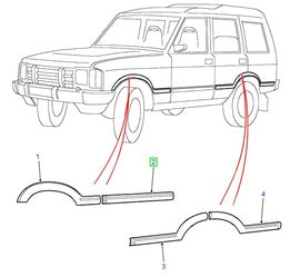 Baguette de protection latérale porte avant droite - AWR2100PMD - Land Rover Discovery 1